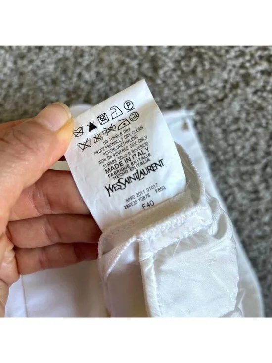 Vintage Yves Saint Laurent Women's Sz Small White High-Waist Cotton Shorts - Picture 7 of 12